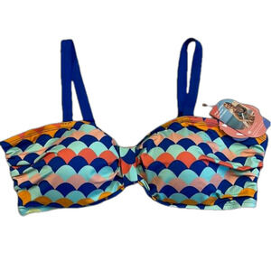 As Rose Rich NWT Blue Multi Patterned Swim Bikini Top Size 2X